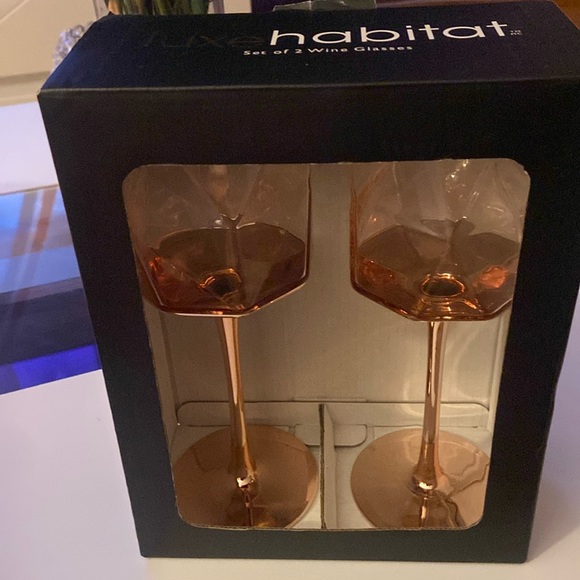 luxehabitat Dining Luxe Habitat Rose Gold Wine Glasses Poshmark